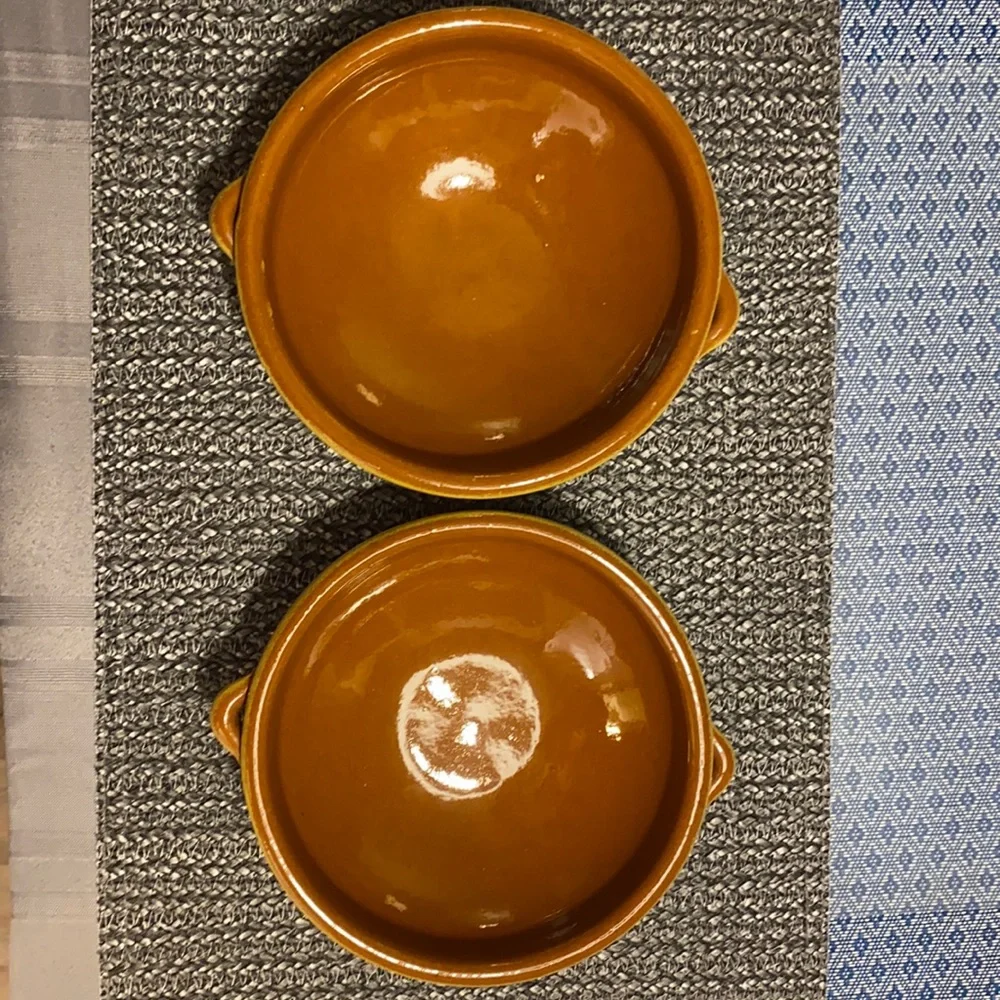 Clay Ceramic Mustard/Brown Clay Bowls Set 6 3/4”